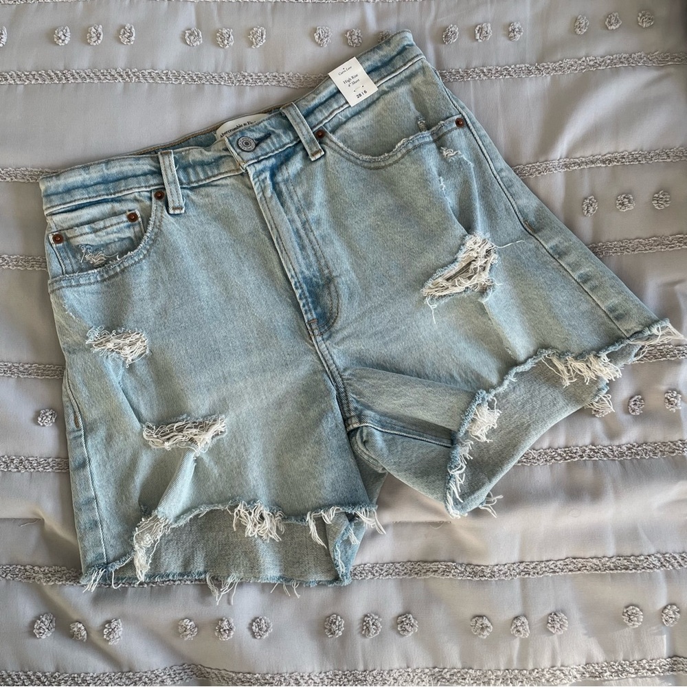 Abercrombie & Fitch Light Blue Distressed Denim Jean Shorts
